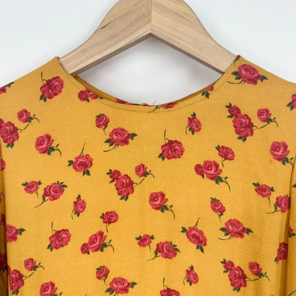 REFORMATION Josephine Midi Dress Floral Puff Long Sleeve Crew Neck Maxi, Amelia - Picture 9 of 15